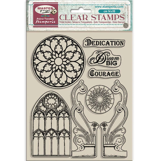 Stamperia Acrylic Stamp 14x18cm - Master of Magic - Gothic Elements