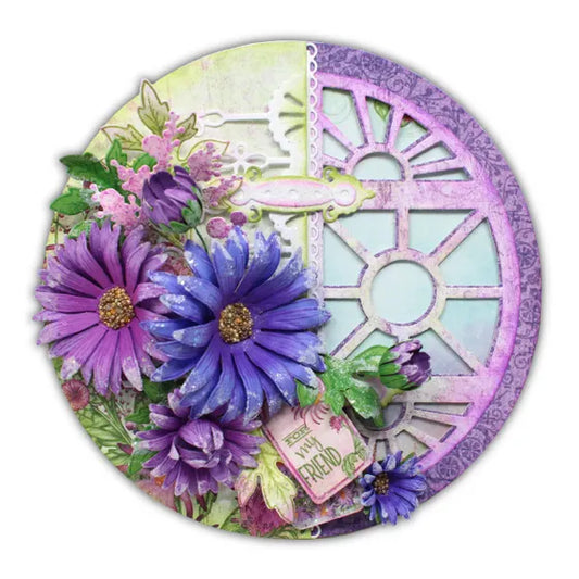 6" x 6" Round Bi-Fold Card - White