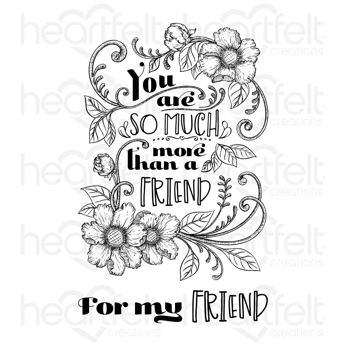 Friend Floral Sentiment Cling Stamp Set And Die COMBO