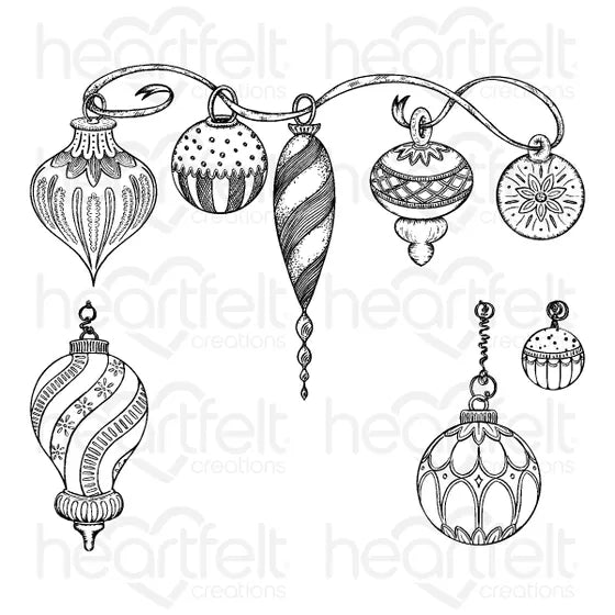 Sparkling Holiday Ornaments Cling Stamp Set And Die COMBO