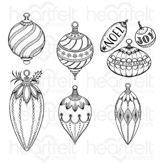 Noel Holiday Ornaments Cling Stamp Set And Die COMBO