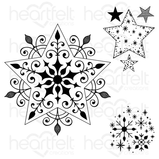 Large Holiday Star Cling Stamp Set And Die COMBO