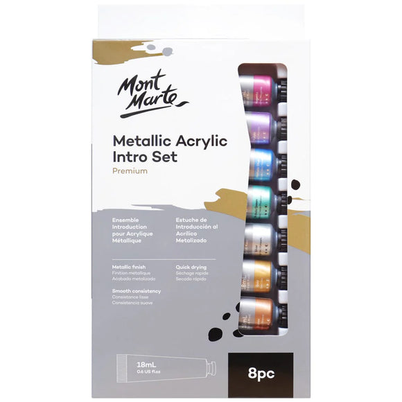 Metallic Acrylic Paint Intro Set Premium 8pc x 18ml (0.6 US fl.oz)