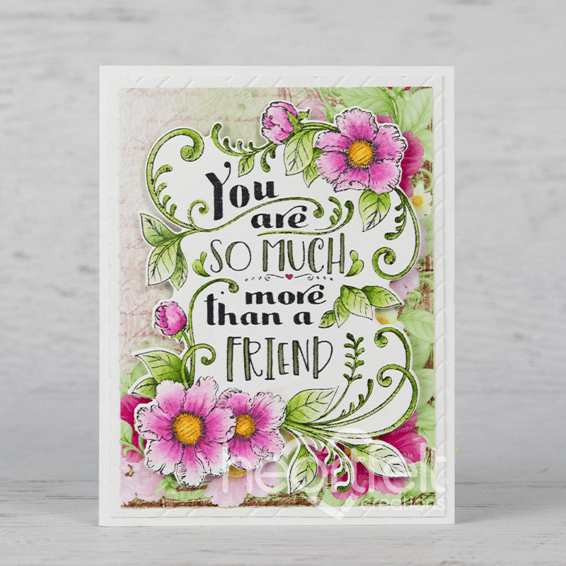 Friend Floral Sentiment Cling Stamp Set And Die COMBO