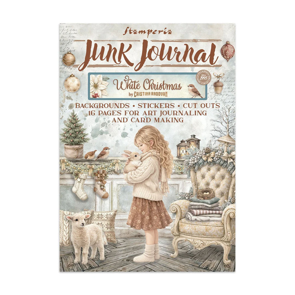 Stamperia Printed Art Junk Journal: Stickers, Cut-Outs & Backgrounds for Art and Craft - White Christmas