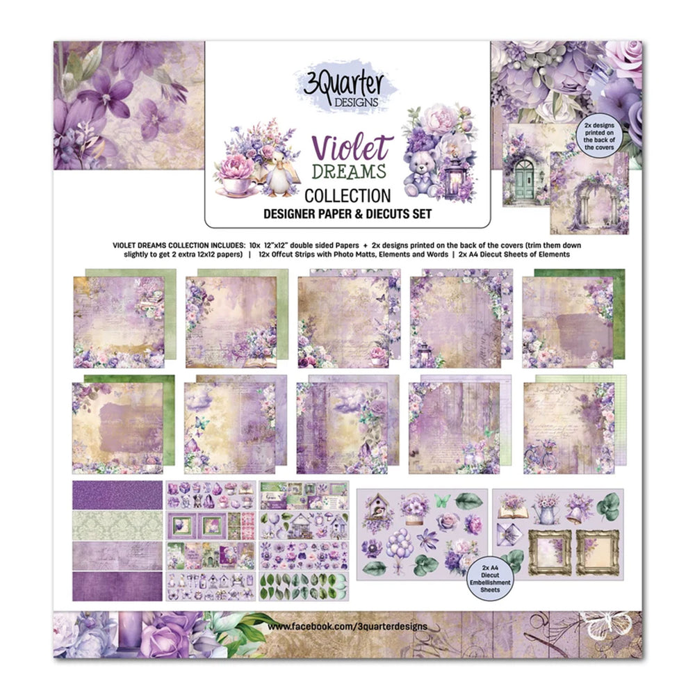 3 Quarter Designs Collection Pack 12" x 12" - Violet Dreams