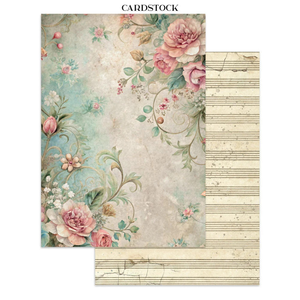 Stamperia Junk Journal Focus Points A5 Pad, Backgrounds & Cut-Outs - Symphony