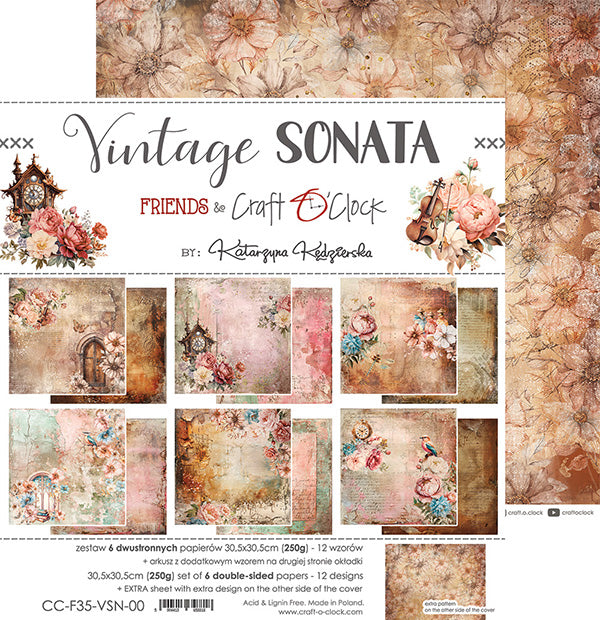 Craft O Clock - Vintage Sonata - 12 x 12 Paper Pack - 6 pages