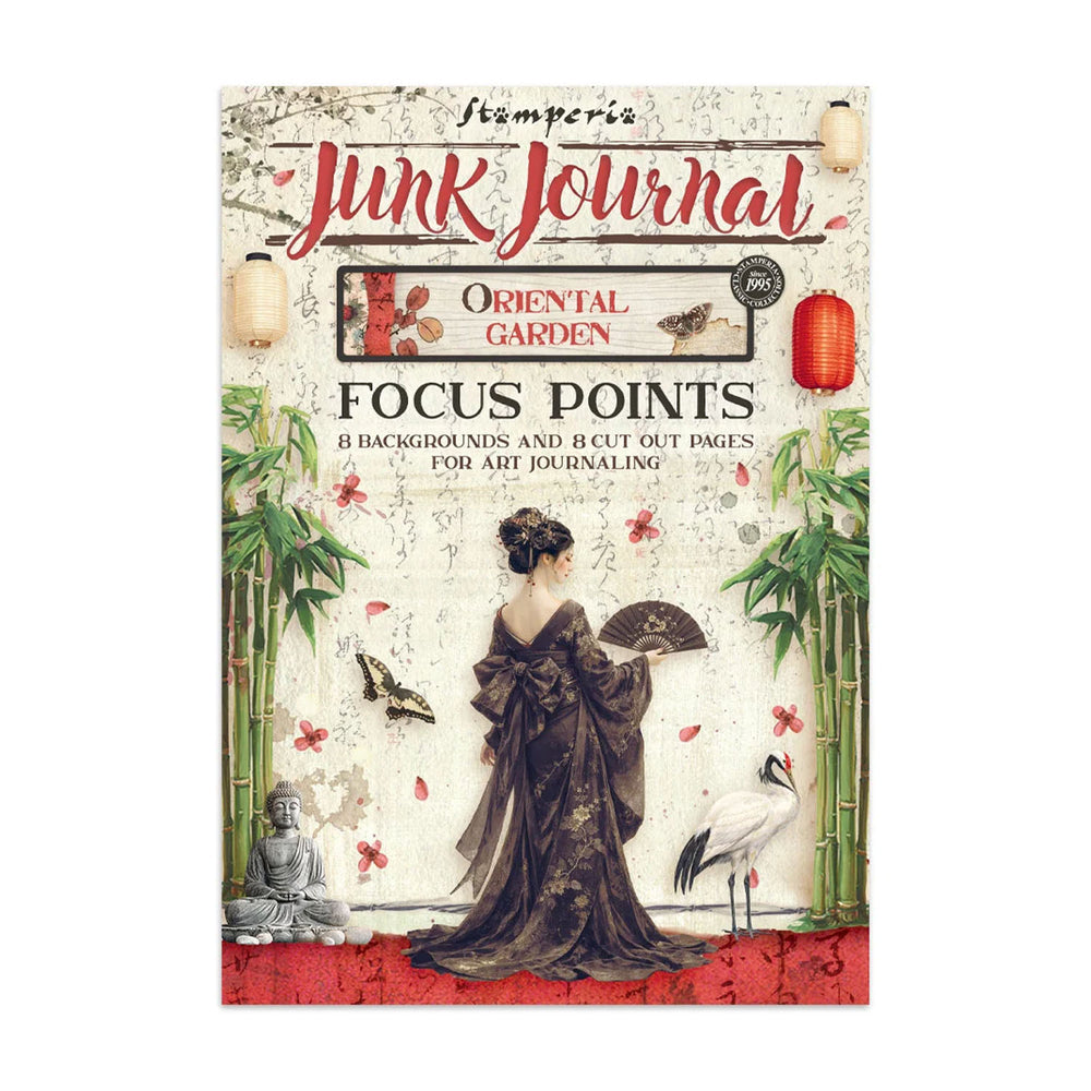 Stamperia Junk Journal Focus Points A5 Pad, Backgrounds & Cut-Outs - Oriental Garden