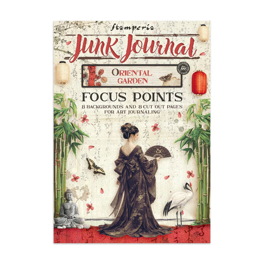 Stamperia Junk Journal Focus Points A5 Pad, Backgrounds & Cut-Outs - Oriental Garden