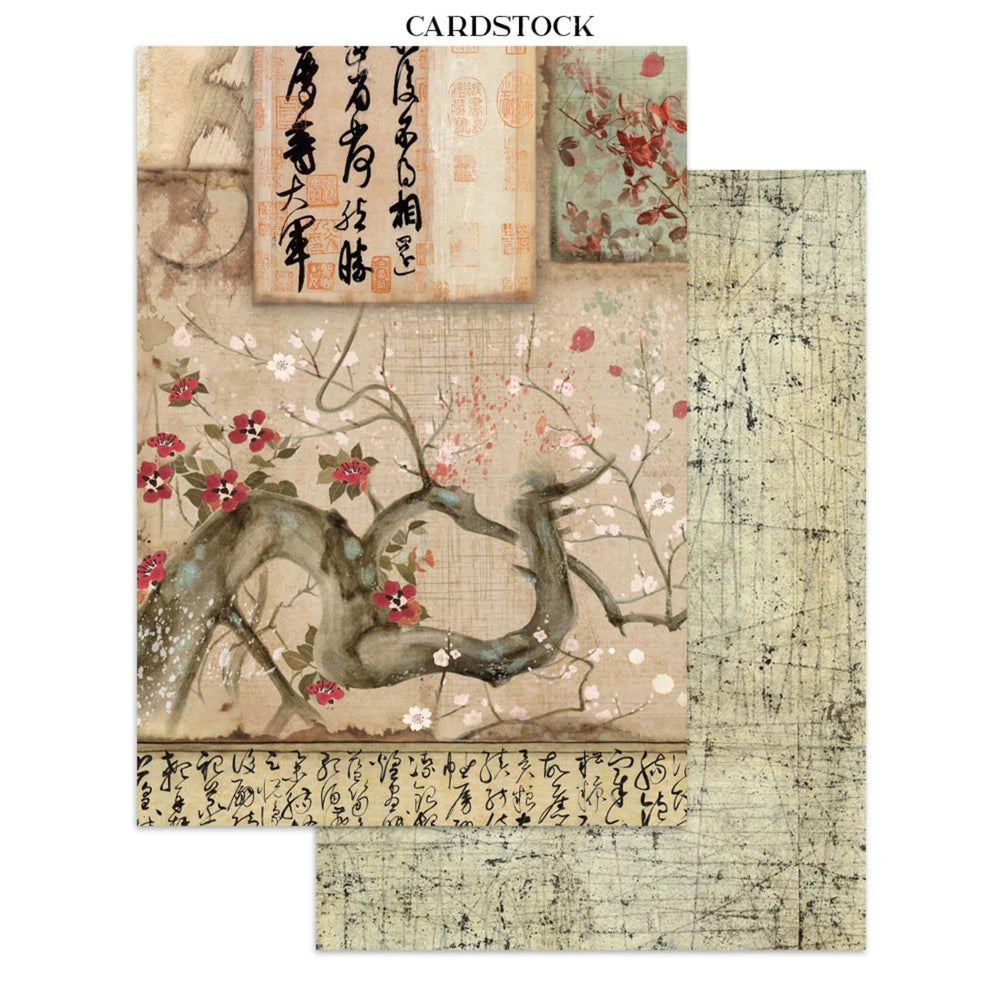 Stamperia Junk Journal Focus Points A5 Pad, Backgrounds & Cut-Outs - Oriental Garden