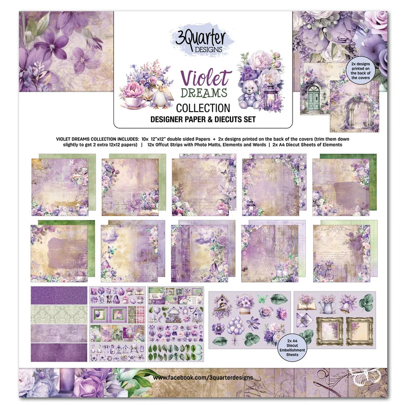 3 Quarter Designs Collection Pack 12" x 12" - Violet Dreams