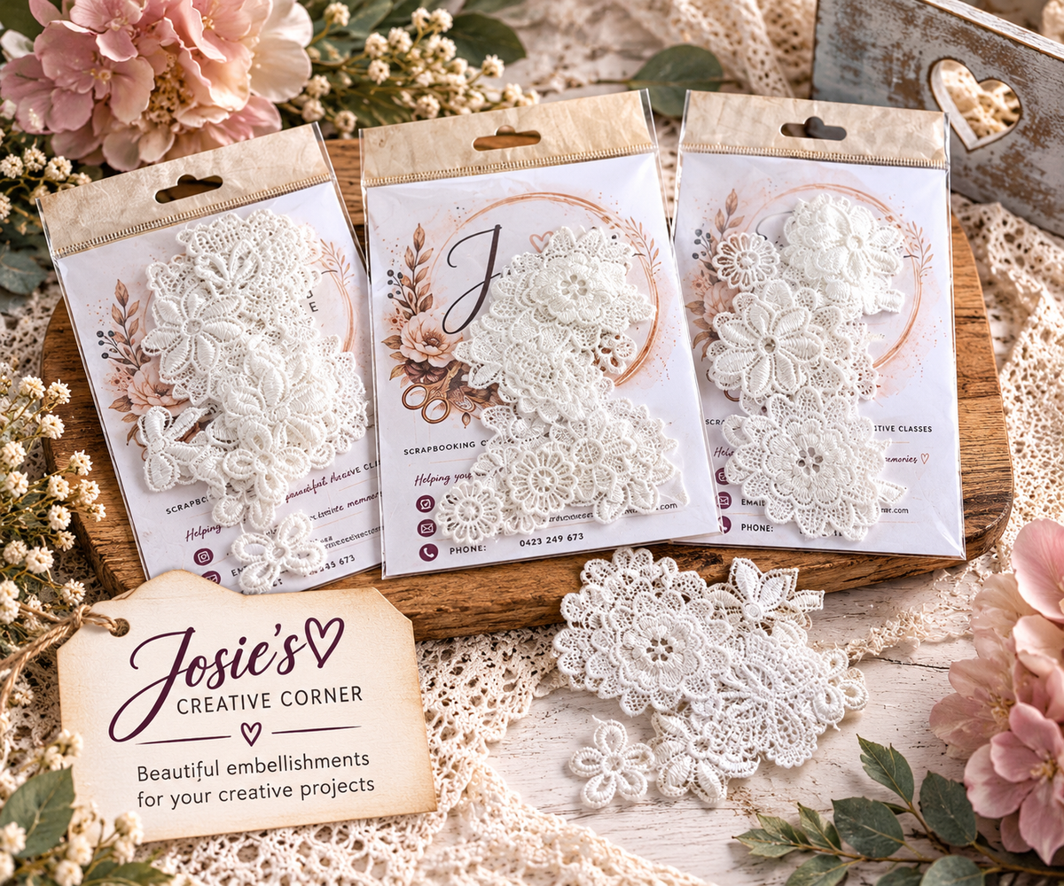 White Lace Floral Embellishment Pack