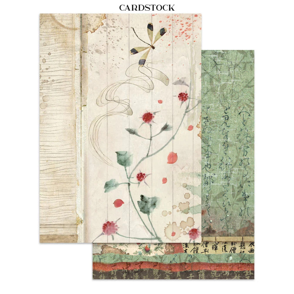 Stamperia Junk Journal Focus Points A5 Pad, Backgrounds & Cut-Outs - Oriental Garden