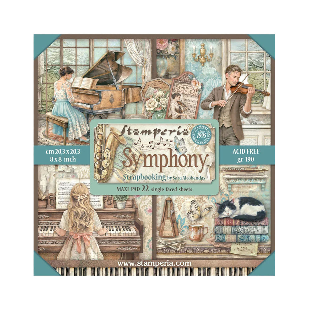 Stamperia Scrapbooking Printed Pad 8" x 8" 22/pkg Single-Sided - Symphony