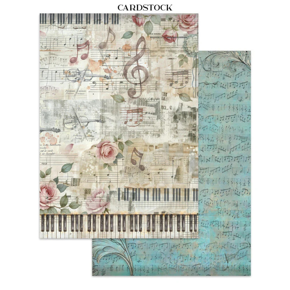 Stamperia Junk Journal Focus Points A5 Pad, Backgrounds & Cut-Outs - Symphony