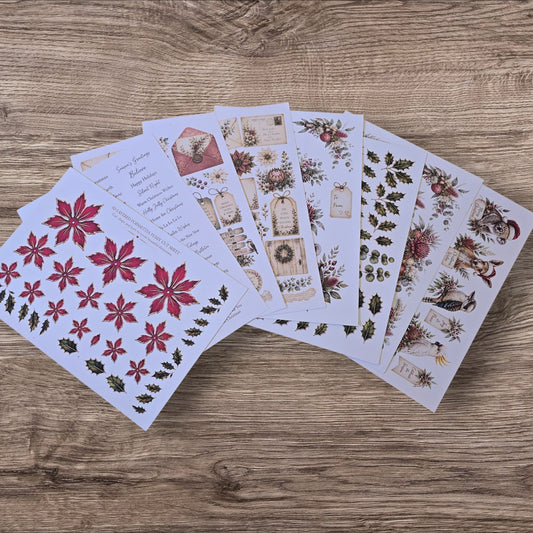 Digital Christmas fussy cut A4, 8pages (sent in 1 file)