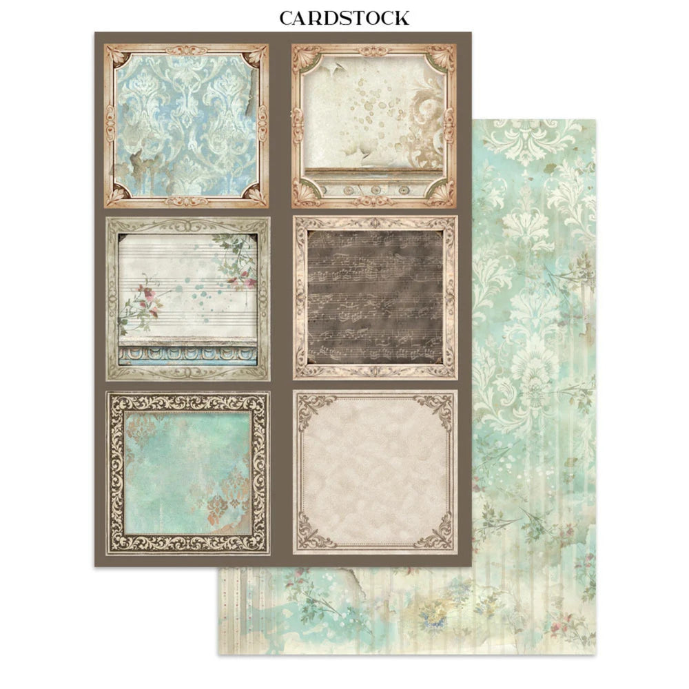 Stamperia Junk Journal Focus Points A5 Pad, Backgrounds & Cut-Outs - Symphony