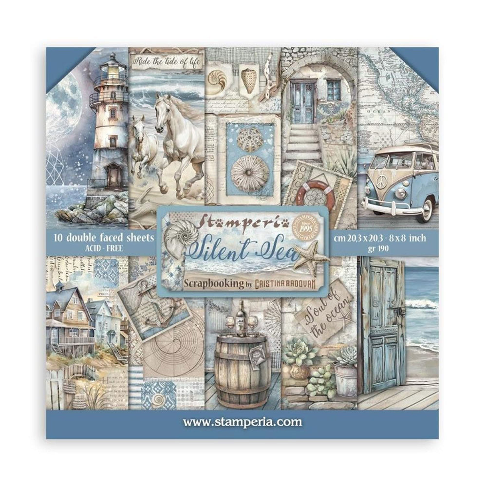 Stamperia Double-Sided Paper Pad 8"x 8" 10/Pkg - Silent Sea