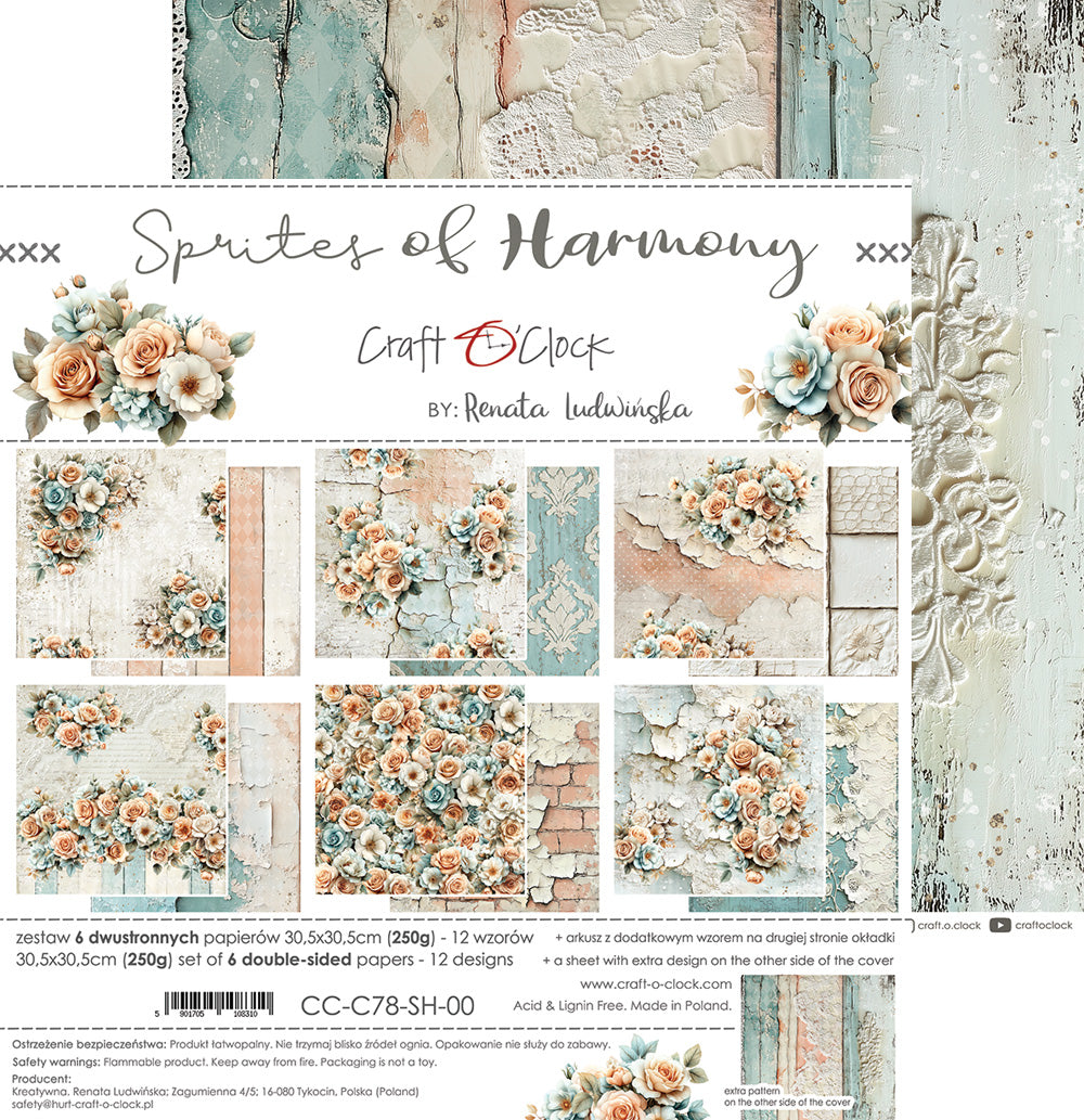 Craft O Clock - Sprites of Harmony - 12 x 12 Paper Pack - 6 Sheets -