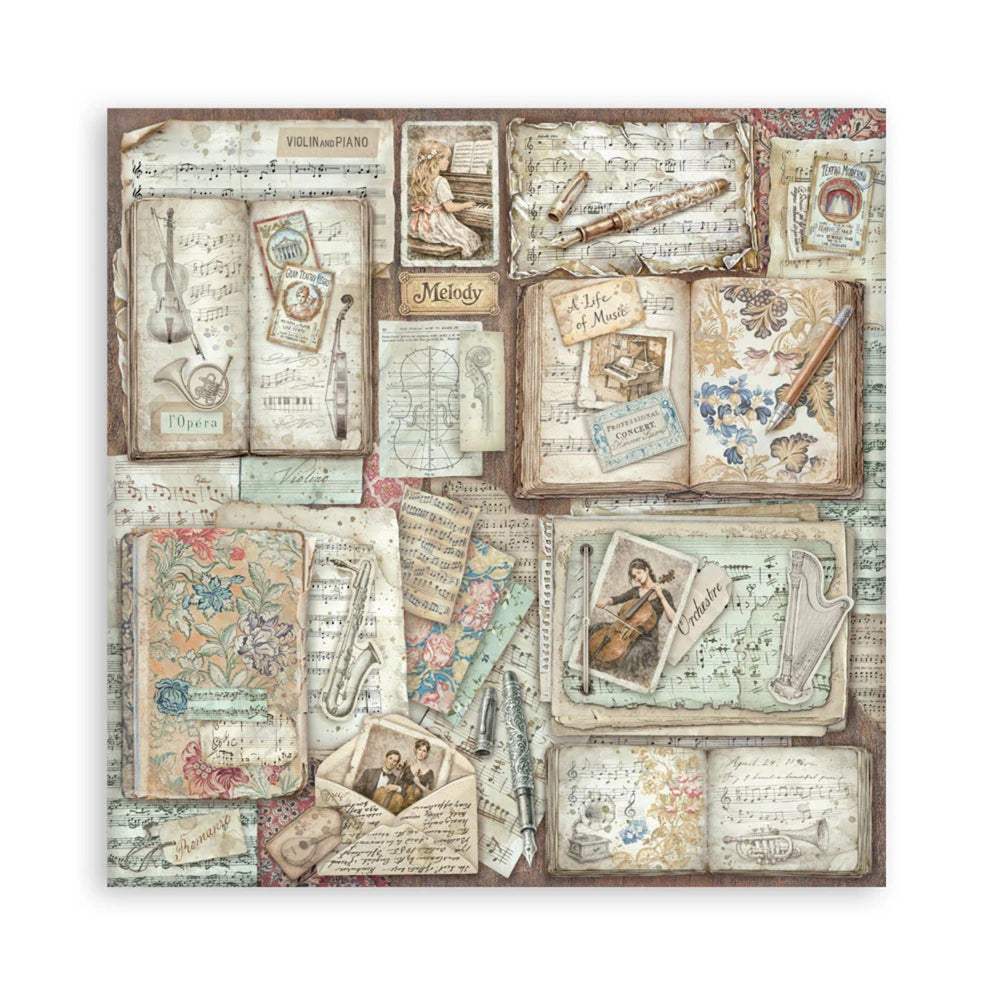 Stamperia Scrapbooking Printed Pad 8" x 8" 22/pkg Single-Sided - Symphony