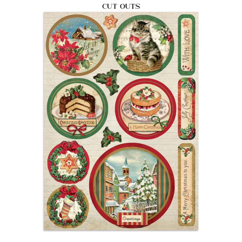 Stamperia Printed Art Junk Journal: Stickers, Cut-Outs & Backgrounds for Art and Craft - Christmas