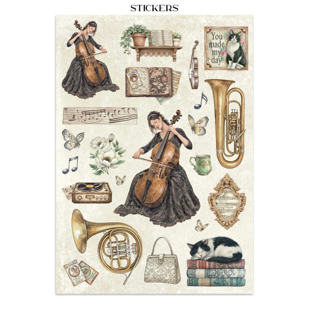 Stamperia Printed Art Junk Journal: Stickers, Cut-Outs & Backgrounds for Art and Craft - Symphony
