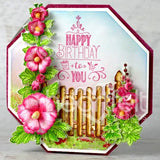 Hollyhock Fence Cling Stamp Set and Die COMBO