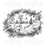 Snowy Pines Cabin Cling Stamp Set and Die COMBO