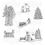 Woodsy Winterscapes Cling Stamp Set and Die COMBO