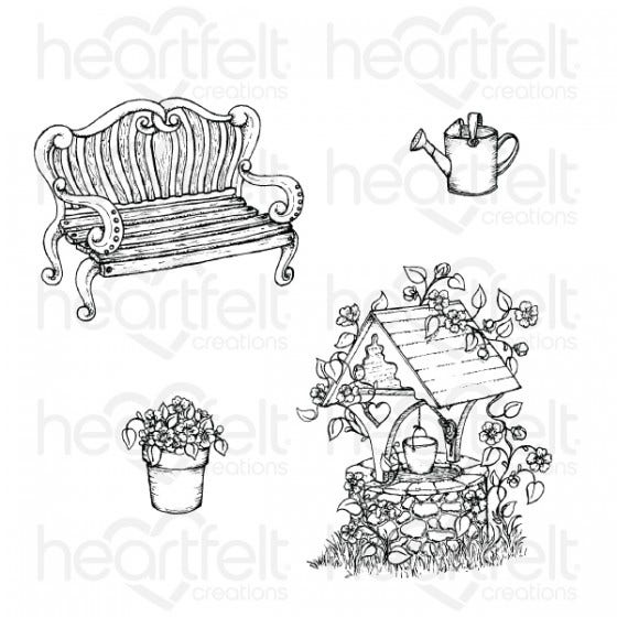 Wishing Well Oasis Cling Stamp Set