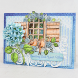 Cottage Window & Hydrangea Cling Stamp Set And Die COMBO