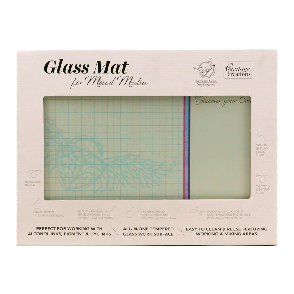 Glass Mat for Mixed Media - 395 x 298mm (15.5 x 11.7in) - palette and working area