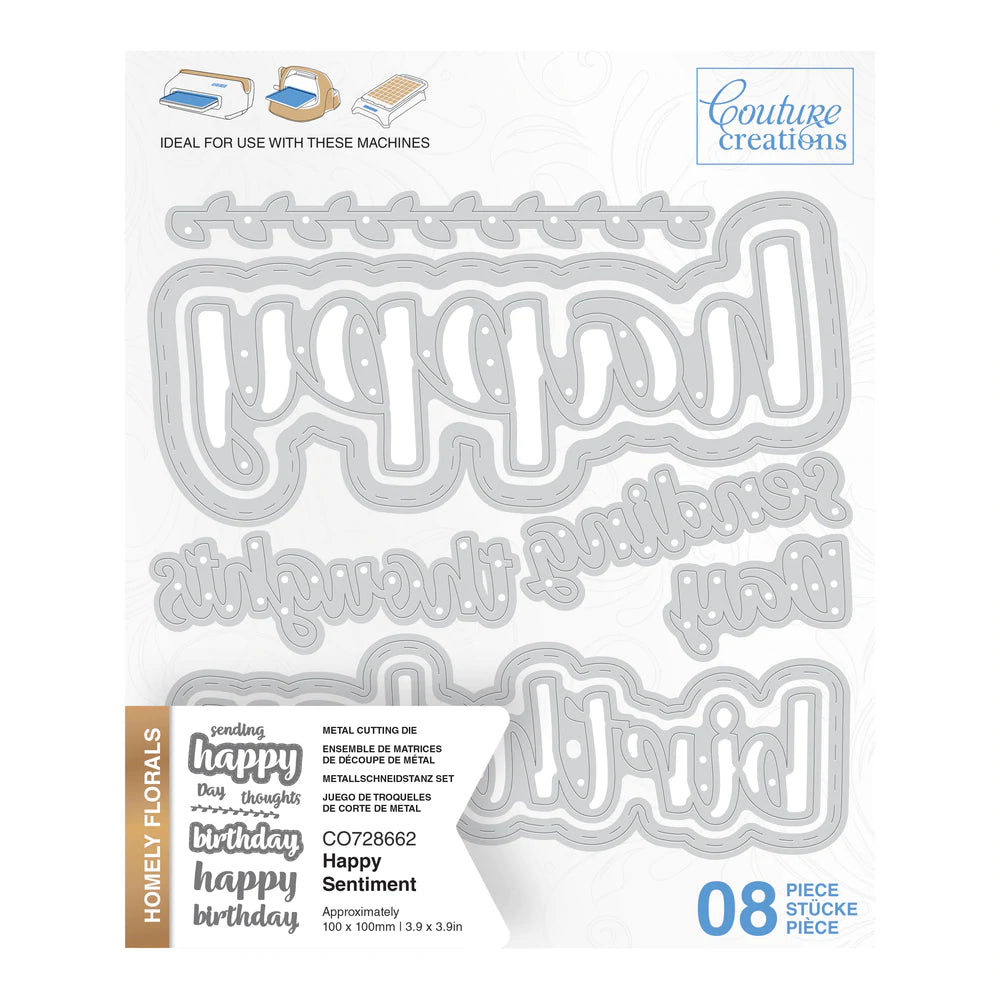 Cutting Die - Homely Florals - Happy Sentiment Set (7pc)
