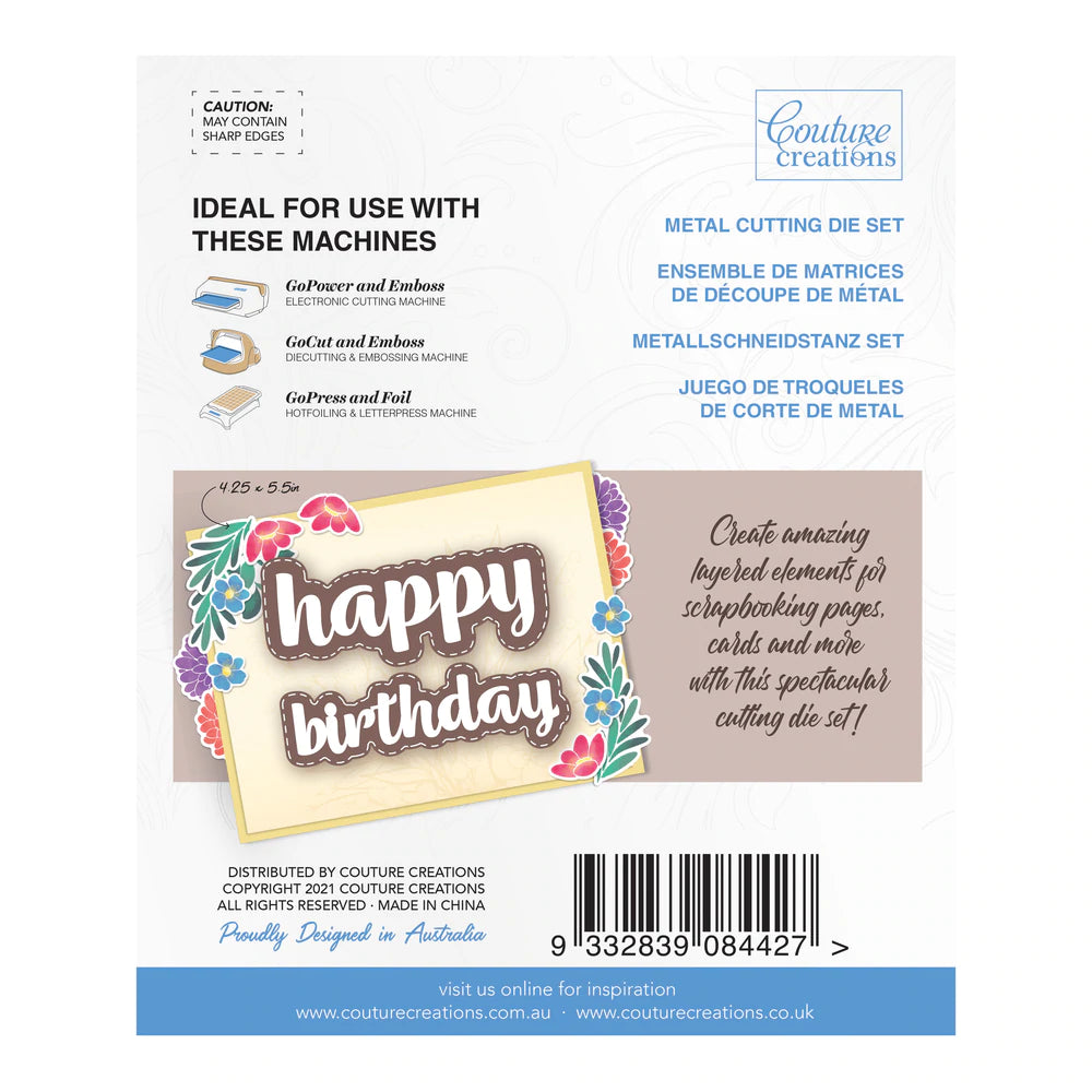 Cutting Die - Homely Florals - Happy Sentiment Set (7pc)