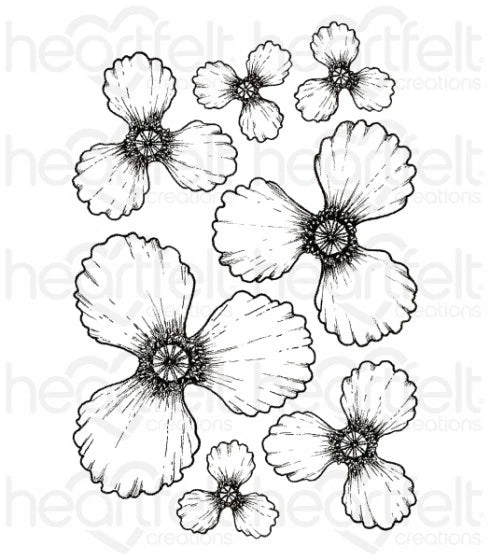 Blazing Poppy Petals Cling Stamp Set