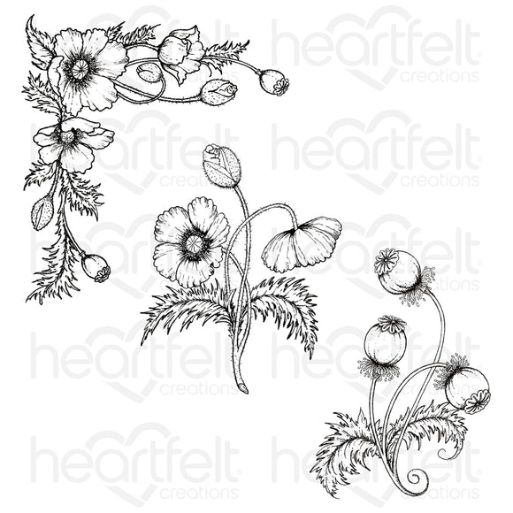 Wild Poppy Accents Cling Stamp Set and Die COMBO