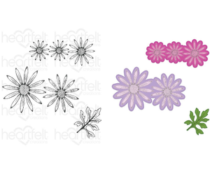 Wild Aster Cling Stamp Set and Die COMBO