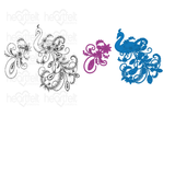 Ornate Peacock Cling Stamp Set and Die COMBO