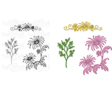 Wild Aster Spray Cling Stamp Set and Die COMBO