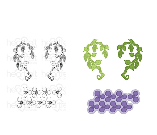 Wisteria Petals Cling Stamp Set and Die COMBO