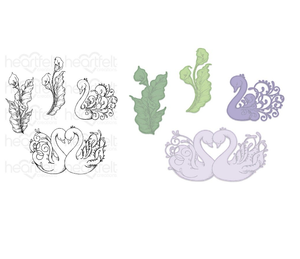 Feathery Swan Cling Stamp Set and Die COMBO