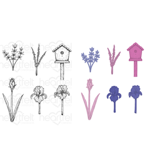 Iris Garden Accents Cling Stamp Set and Die COMBO
