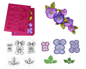 Cheery Pansy Cling Stamp Set and Die set and Mold COMBO
