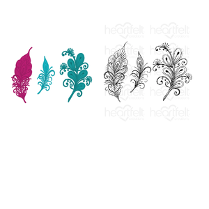 Floral Feathers Cling Stamp Set And Die COMBO