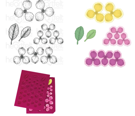 Sweet Magnolia Blooms Cling Stamp Set, Die And Mold COMBO