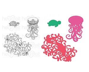 Under the Sea Coral Cling Stamp Set And Die COMBO