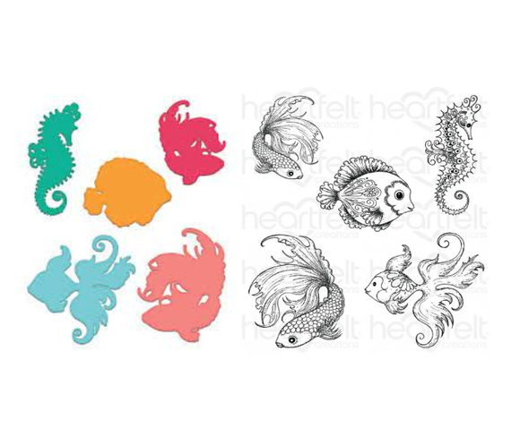 Under the Sea Cling Stamp Set And Die COMBO