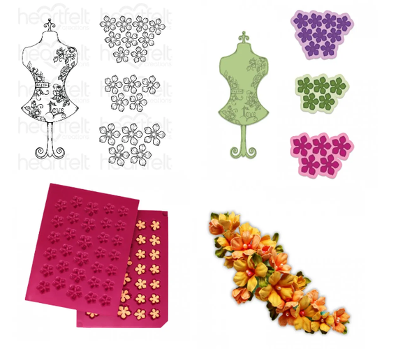 Floral Fashionista Cling Stamp, Die And Mold COMBO