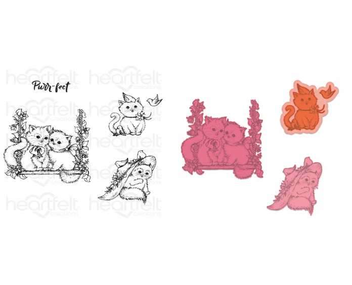 Purr-fect Playdate Cling Stamp Set And Die COMBO